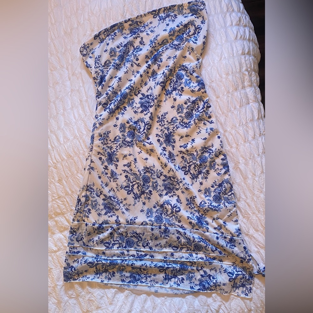 Floral Blue and White Dress